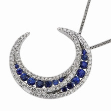 Blue Sapphire 925 Silber Mond Anhänger Schmuck